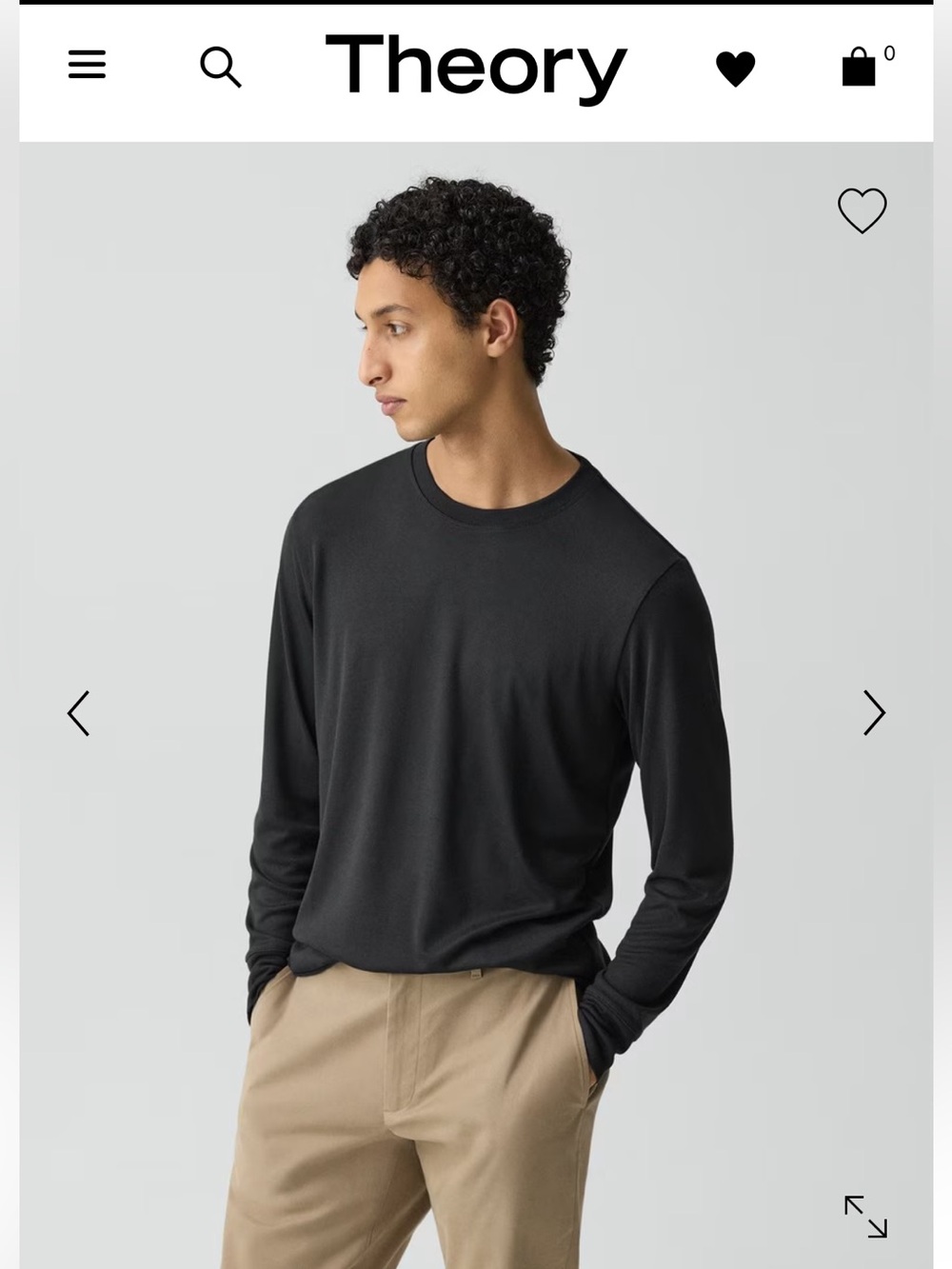 Theory Men's Black Long-Sleeve Crewneck Shirt